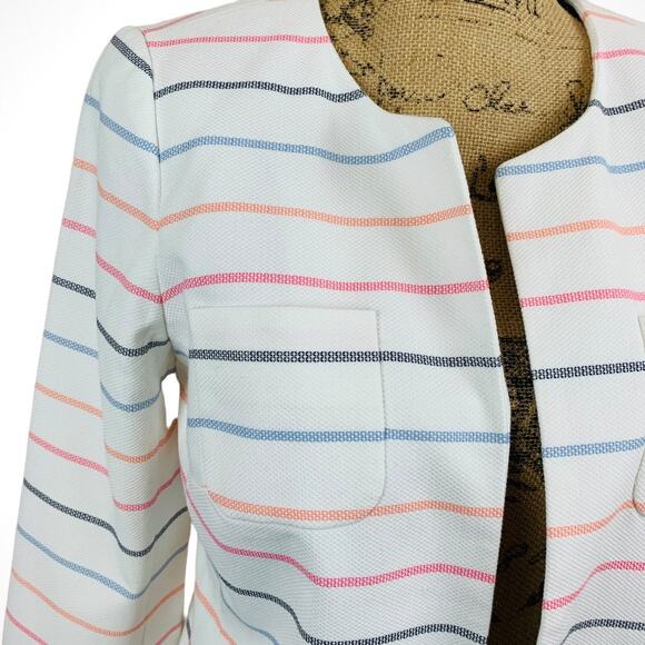 Talbots Womens White Striped Blazer Size 8 Petite Business Career NWT Multicolor - Picture 5 of 11